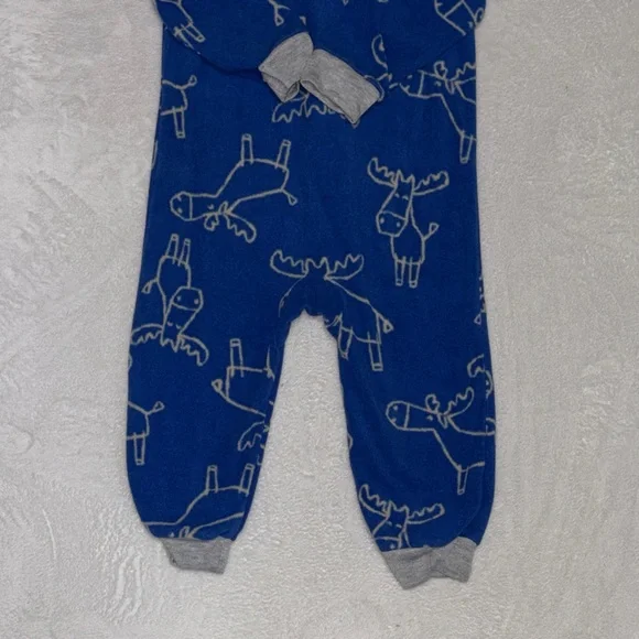 (2 for $10) carters fleece Blue Moose Print  footie / sleeper - Picture 7 of 7
